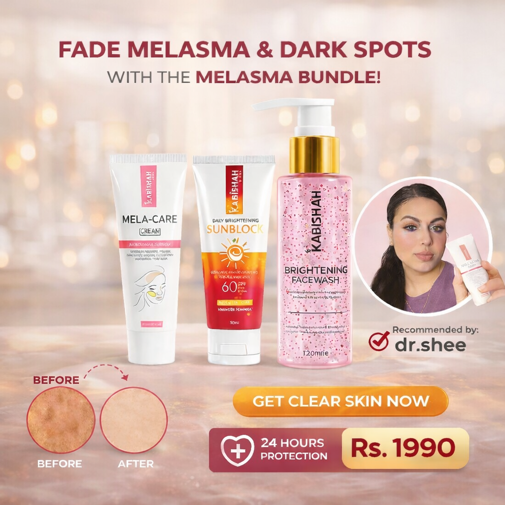 Kabishah  Melasma Bundle - 24 Hours Protection| LuminaBright Whitening Face Wash| Lumina Guard Daily Brightening Sunblock |Mela Care Advanced Brightening Cream