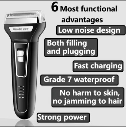 Kemei 3-in-1 Professional Grooming Kit KM-6330 – Rechargeable Shaver, Beard & Nose Trimmer Set